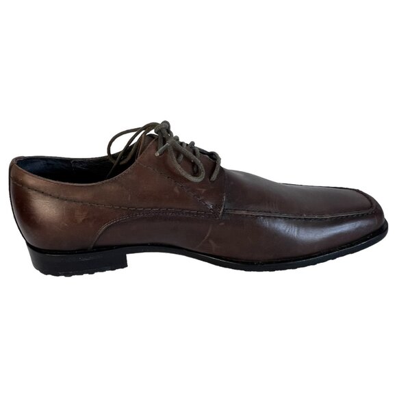 Mens Aston Grey Brown Leather Dress Shoes Oxford Size 11 Tie Lace Up Rubber Sole - Picture 5 of 12